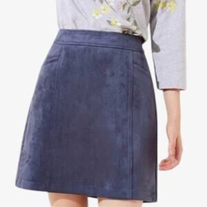 Loft Faux Suede A-Line Skirt Blue Women’s 4 Minimalist Capsule Modern Neutral
